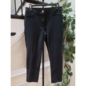 Chico's So Slimming Pants Women's Black Cotton Pockets Flat Front Skinny Leg M